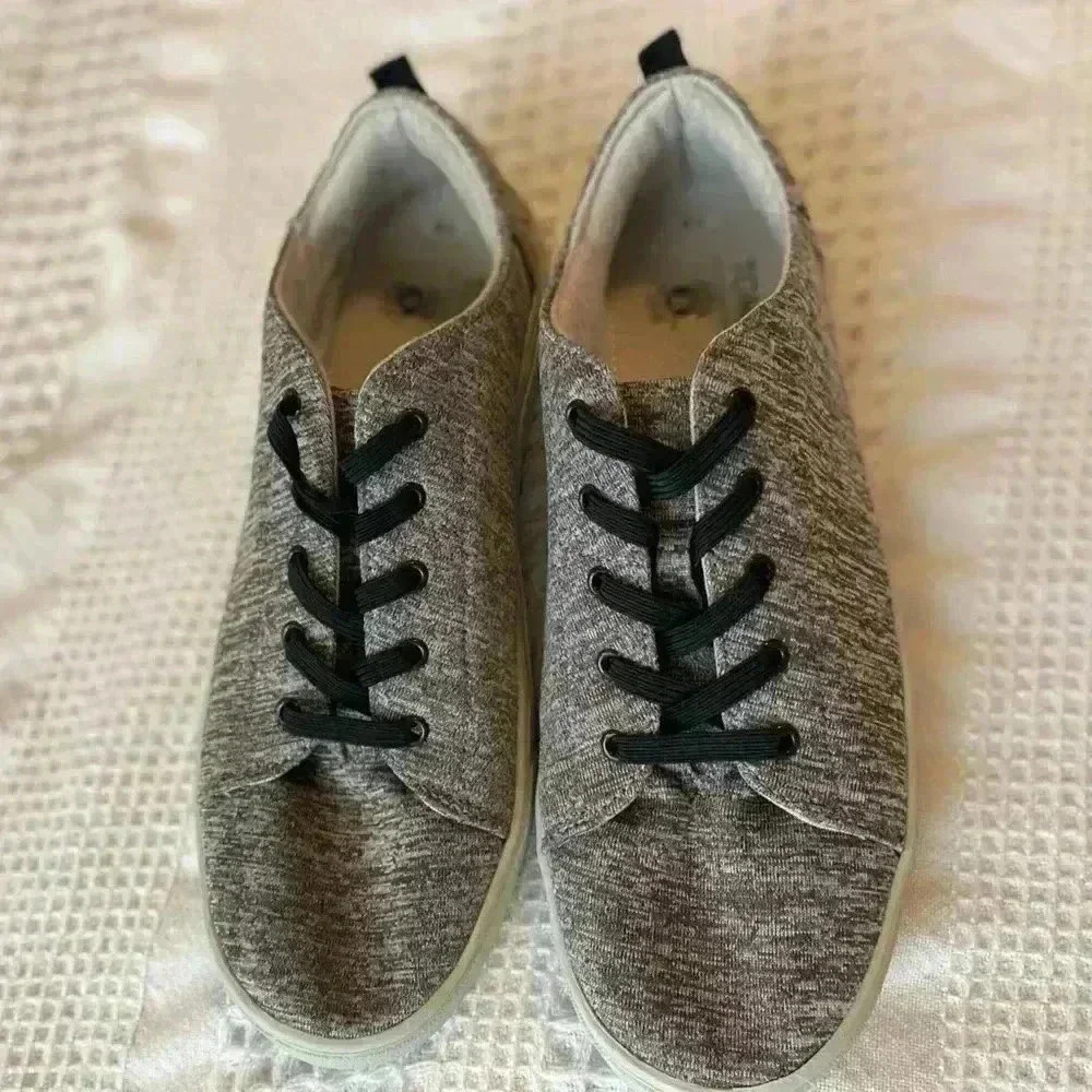 Tom’s Grey Slip On Shoes Lenny Lace Up Shoes School Shoes Comfort Padded Insole
